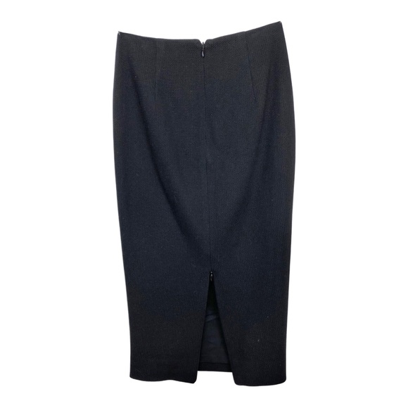 Intermix Jacquard Black High Waisted Pencil Skirt with Adjustable Slit - Picture 6 of 8